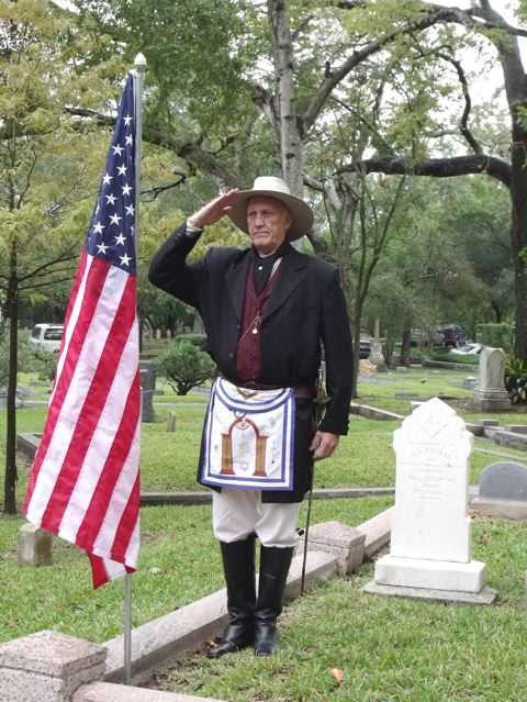 Col. Martin Executive Officer of Texas Army Salutes the Flage