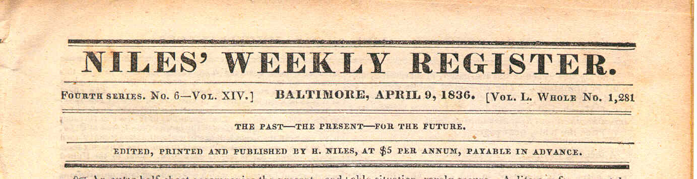 Niles Weekly Register - April 9, 1836